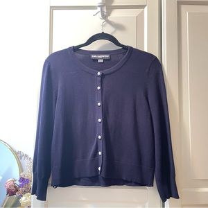 KARL LARGEFELD PARIS PEARL BUTTON CARDIGAN SZ L